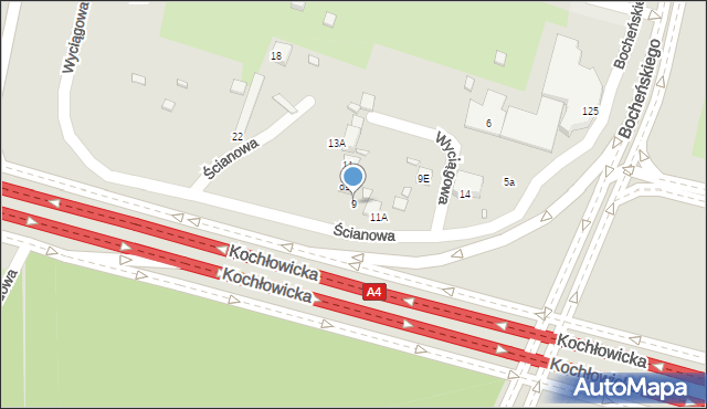 Katowice, Ścianowa, 9, mapa Katowic