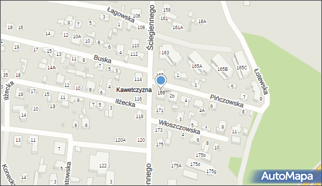 Kielce, Ściegiennego Piotra, ks., 169, mapa Kielc