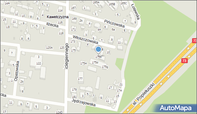 Kielce, Ściegiennego Piotra, ks., 175b, mapa Kielc