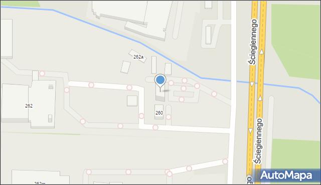 Kielce, Ściegiennego Piotra, ks., 262a, mapa Kielc