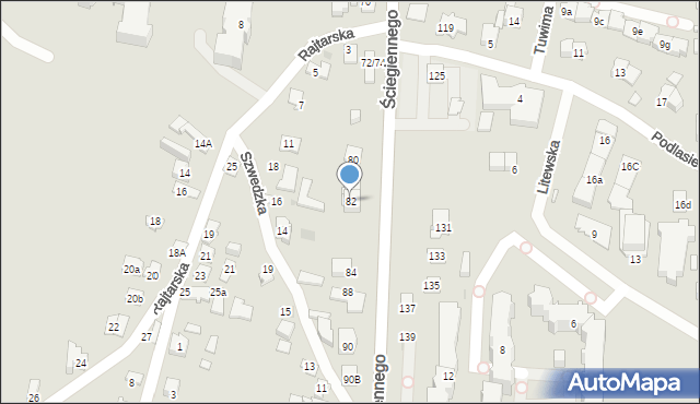 Kielce, Ściegiennego Piotra, ks., 82, mapa Kielc
