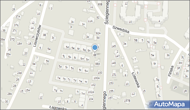 Kielce, Ściegiennego Piotra, ks., 98, mapa Kielc