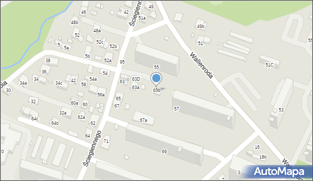 Kraków, Ściegiennego Piotra, ks., 63b, mapa Krakowa