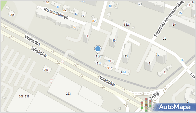 Kraków, Ściegiennego Piotra, ks., 91a, mapa Krakowa