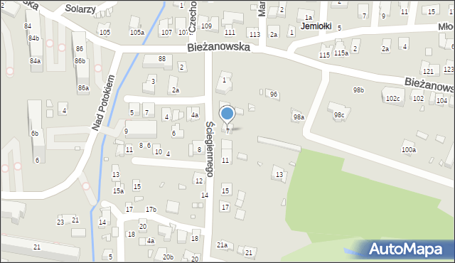 Kraków, Ściegiennego Piotra, ks., 7, mapa Krakowa