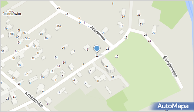 Krosno, Ściegiennego Piotra, ks., 11, mapa Krosna