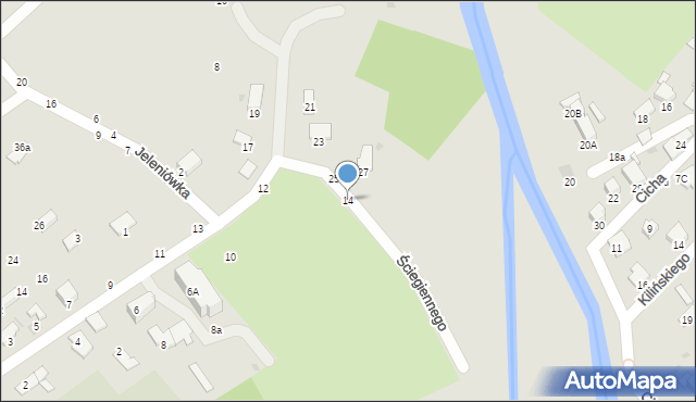 Krosno, Ściegiennego Piotra, ks., 14, mapa Krosna