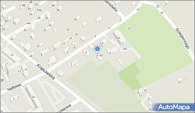 Krosno, Ściegiennego Piotra, ks., 2, mapa Krosna