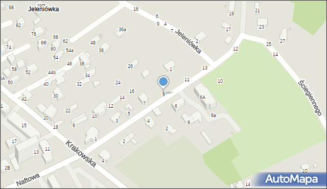 Krosno, Ściegiennego Piotra, ks., 9, mapa Krosna