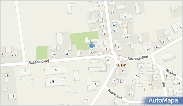 Kuślin, Sczanieckiej Emilii, 13A, mapa Kuślin