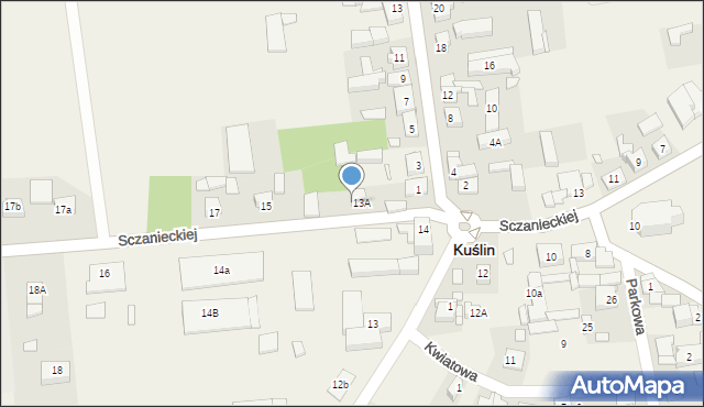 Kuślin, Sczanieckiej Emilii, 15A, mapa Kuślin