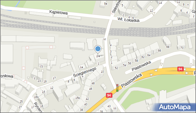 Legnica, Ściegiennego Piotra, ks., 1/4, mapa Legnicy