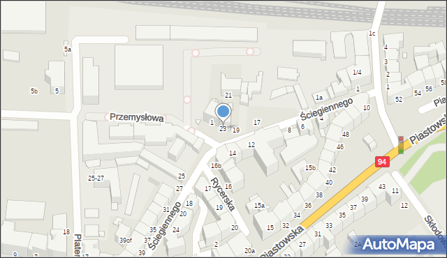 Legnica, Ściegiennego Piotra, ks., 23, mapa Legnicy