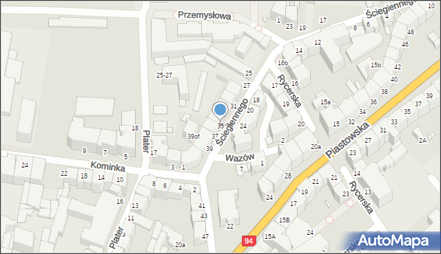 Legnica, Ściegiennego Piotra, ks., 35, mapa Legnicy