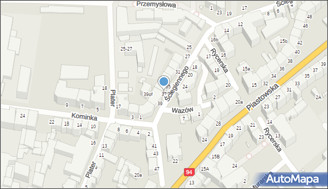 Legnica, Ściegiennego Piotra, ks., 37, mapa Legnicy