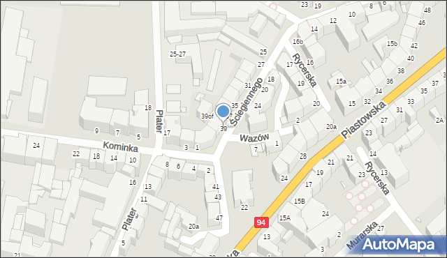 Legnica, Ściegiennego Piotra, ks., 39, mapa Legnicy