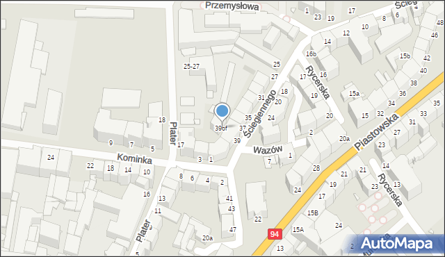 Legnica, Ściegiennego Piotra, ks., 39of, mapa Legnicy