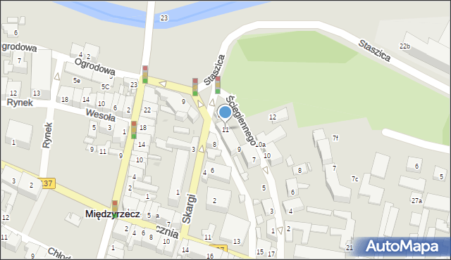 Międzyrzecz, Ściegiennego Piotra, ks., 11, mapa Międzyrzecz