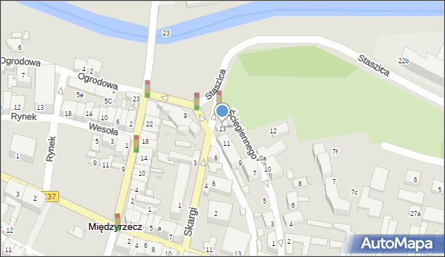 Międzyrzecz, Ściegiennego Piotra, ks., 13, mapa Międzyrzecz