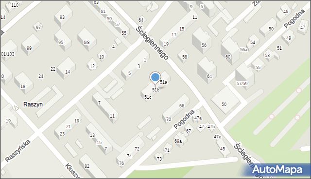 Poznań, Ściegiennego Piotra, ks., 51b, mapa Poznania