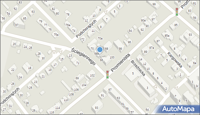 Poznań, Ściegiennego Piotra, ks., 68a, mapa Poznania