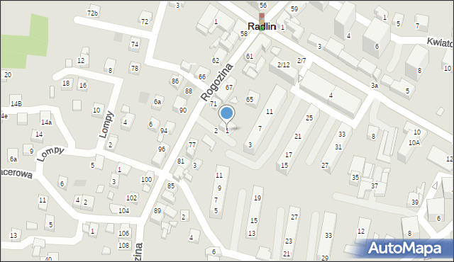 Radlin, Ściegiennego Piotra, ks., 1, mapa Radlin