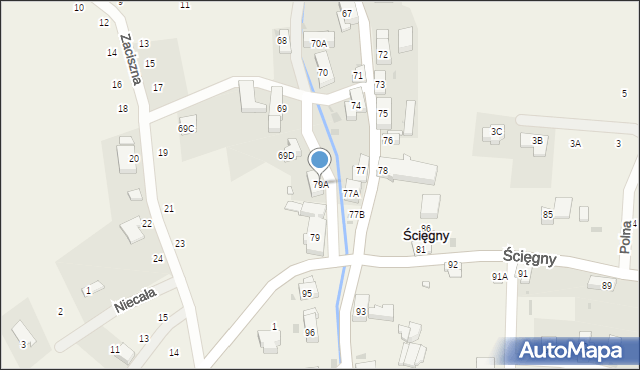 Ścięgny, Ścięgny, 79A, mapa Ścięgny