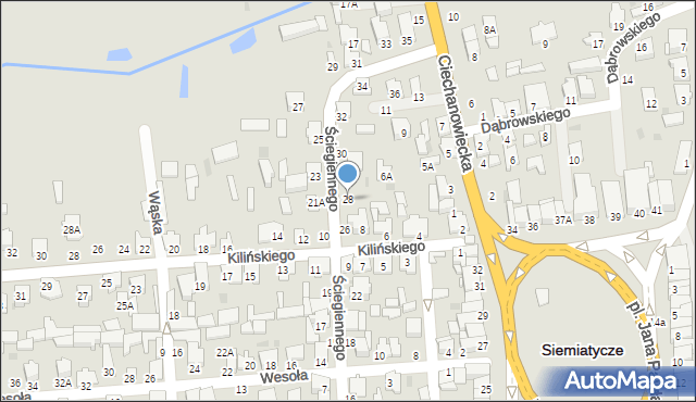 Siemiatycze, Ściegiennego Piotra, ks., 28, mapa Siemiatycze