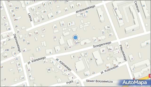 Sokółka, Ściegiennego Piotra, ks., 13, mapa Sokółka