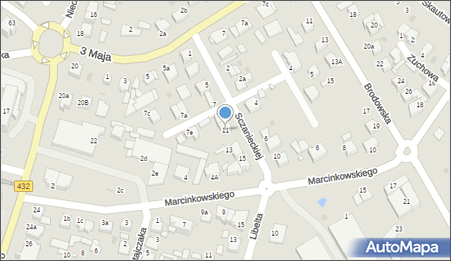 Środa Wielkopolska, Sczanieckiej Emilii, 11, mapa Środa Wielkopolska