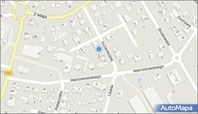 Środa Wielkopolska, Sczanieckiej Emilii, 13, mapa Środa Wielkopolska