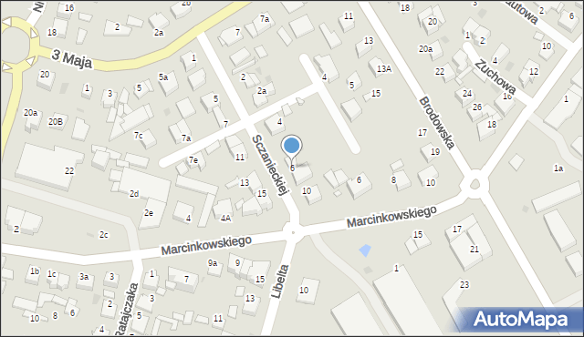 Środa Wielkopolska, Sczanieckiej Emilii, 6, mapa Środa Wielkopolska