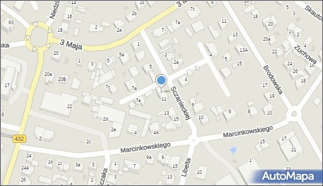 Środa Wielkopolska, Sczanieckiej Emilii, 9, mapa Środa Wielkopolska