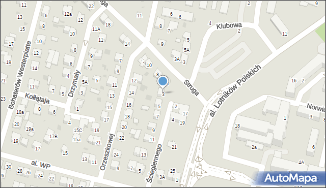 Świdnik, Ściegiennego Piotra, ks., 3, mapa Świdnika