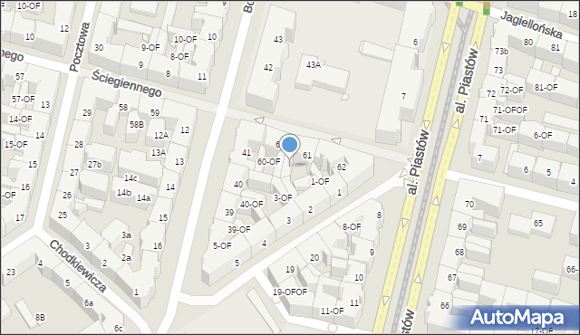 Szczecin, Ściegiennego Piotra, ks., 61-OF, mapa Szczecina