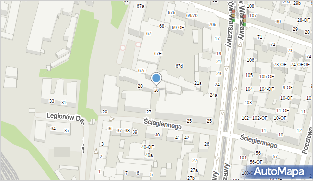 Szczecin, Ściegiennego Piotra, ks., 26, mapa Szczecina