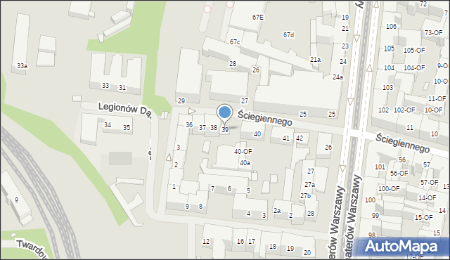 Szczecin, Ściegiennego Piotra, ks., 39, mapa Szczecina
