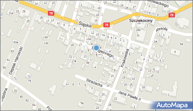 Szczekociny, Ściegiennego Piotra, ks., 5, mapa Szczekociny