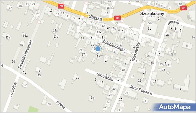 Szczekociny, Ściegiennego Piotra, ks., 9a, mapa Szczekociny