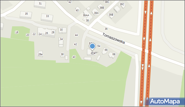 Tomaszów Lubelski, Ściegiennego Piotra, ks., 62A, mapa Tomaszów Lubelski