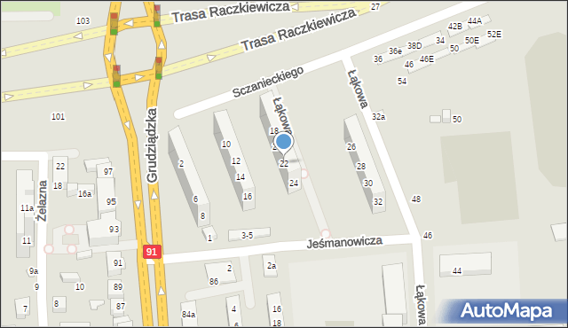 Toruń, Sczanieckiego Michała, 22, mapa Torunia