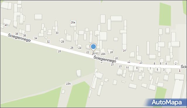 Tuszyn, Ściegiennego, ks., 20, mapa Tuszyn