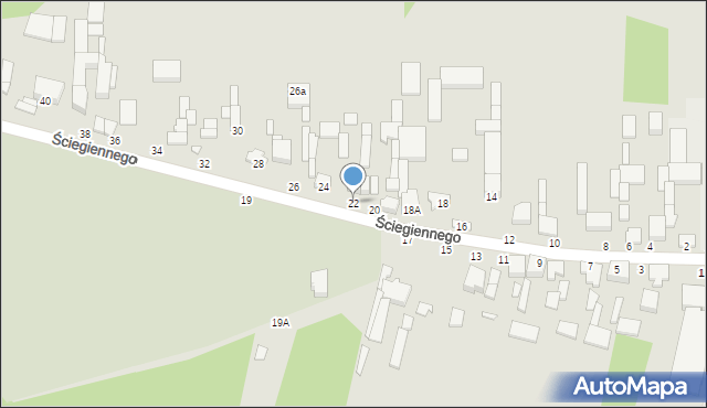 Tuszyn, Ściegiennego, ks., 22, mapa Tuszyn