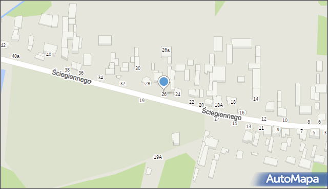 Tuszyn, Ściegiennego, ks., 26, mapa Tuszyn