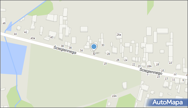 Tuszyn, Ściegiennego, ks., 32, mapa Tuszyn