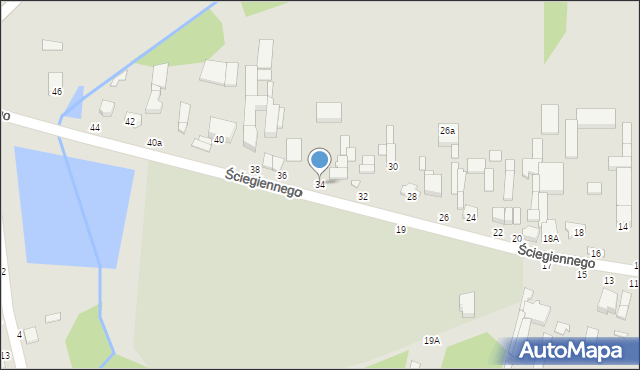 Tuszyn, Ściegiennego, ks., 34, mapa Tuszyn