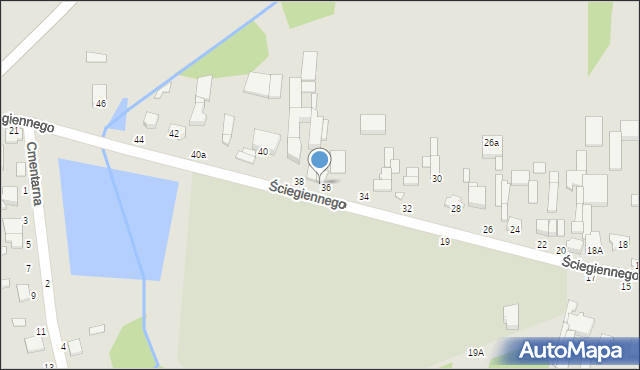 Tuszyn, Ściegiennego, ks., 36a, mapa Tuszyn