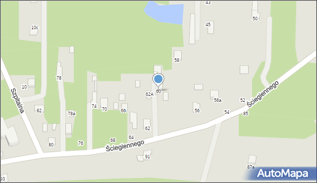 Tuszyn, Ściegiennego, ks., 60, mapa Tuszyn