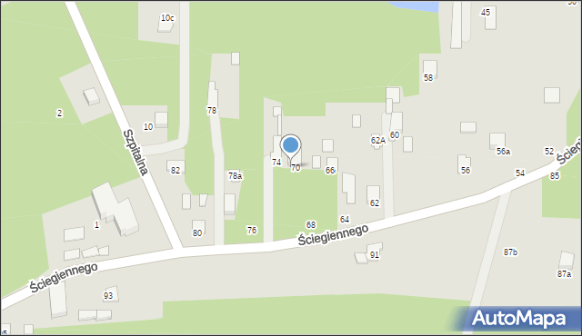 Tuszyn, Ściegiennego, ks., 72, mapa Tuszyn