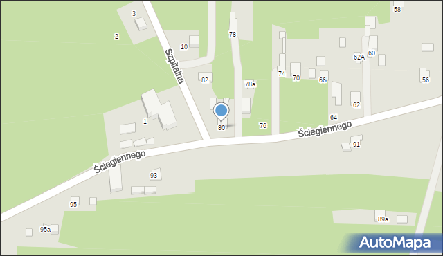 Tuszyn, Ściegiennego, ks., 80, mapa Tuszyn